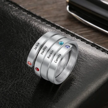 Wykonane na zamówienie pierścionek matki spersonalizowane pierścień Wody CZ выгравированное 4 nazwy pierścień rodzinne biżuteria prezent na Urodziny dla kobiet(Lam Hub Fong)