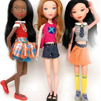Wysokiej jakości lalki 36 cm kręcone czarne brązowe włosy Dziewczyna z dużym nosem małe oczy 10 stawów moda model figurka zabawka dla dziewczynki prezent