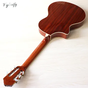 Wysokiej jakości litego drewna świerk top slim 40 cm gitara klasyczna dekolt 6 strun wysoki połysk początkujący gitara naturalny kolor