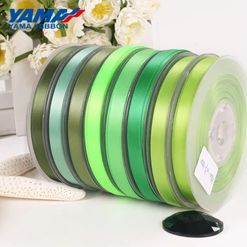 YAMA Ribbons 3mm 500yards/lot Double Face Satin Ribbon Dark Green Series for Wedding Party Packing Decoration Handmade Rose