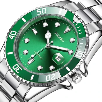 YOLAKO marki męskie biznesowe zegarek ze stali nierdzewnej z kalendarzem luksusowe Męskie zegarki sportowe zegarek Kwarcowy Relogio Masculino Hot