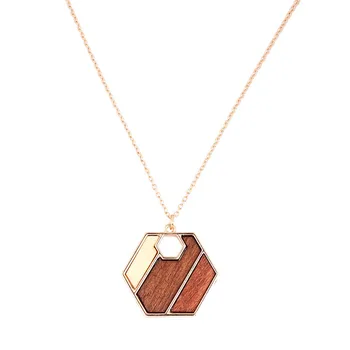 Zabytkowe drewniane nieregularne kwadratowe wisiorek naszyjnik dla kobiet długi sweter łańcucha koło naszyjnik naszyjniki biżuteria damska 2020 nowy