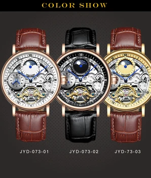 Zegarek z kilkoma strefami czasowymi automatyczne męskie mechaniczne zegarek KINYUED Moon Phase zegarek Man Luxury Brand Relogio Masculino