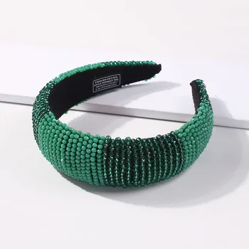 Zielona rhinestone opaski dla kobiet akcesoria do włosów miękkie baroku geometryczny Kryształ taśma do włosów modny i luksusowy diamentowy nakrycie głowy