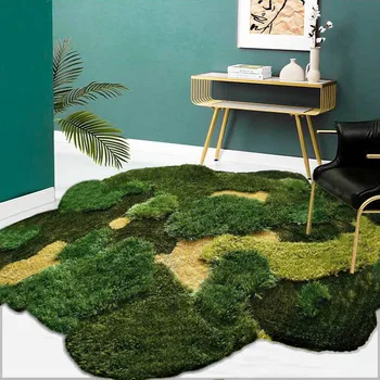 Zielony leśny mech dywan dziecięcy pokój ręcznie maty dekoracyjne twórczy dywanik do podłogi
