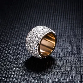ZORCVENS nowa moda różowe złoto-kolor moda rhinestone pierścienie dla kobiet złoto-kolor Cyrkon biżuteria pierścień ze stali nierdzewnej biżuteria