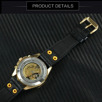 Zwycięzca czaszka szkielet męski zegarek automatyczny mechaniczny luksusowej marki design zegarek dla mężczyzn Skórzany pasek moda zegarek Reloj