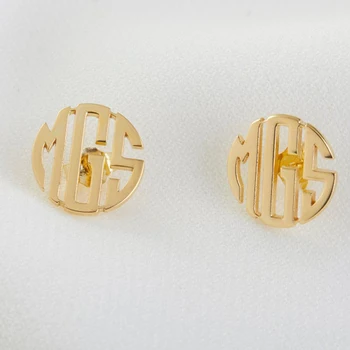 Złote kolczyki monogram kolczyki pręta dla niej spersonalizowane kolczyki monogramy wykonane na zamówienie domeny kolczyki pręta wykonane na zamówienie kolczyki
