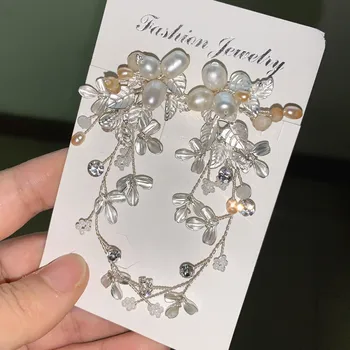 Ślub handmade naturalne słodkowodne perły kolczyki-krople dla kobiet partia kwiat kolczyki-krople luksusowe, wykwintne biżuteria RE3229