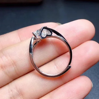 Муассанит srebrny pierścień 1CT 6.5 MM VVS Lab Diamond z certyfikatem Love Heart pierścień dla kobiet jubileuszowy prezent prawdziwe srebro próby 925